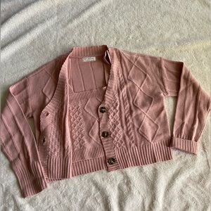 2 piece crop top sweater set